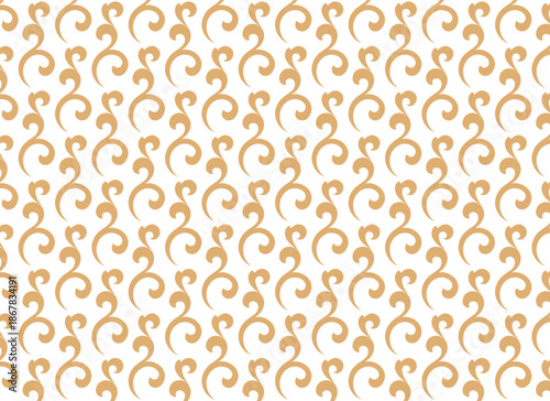 Flower pattern. Seamless white and golden ornament. Graphic vector background