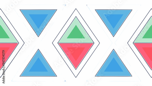 Seamless Interlocking Triangles Geometric Pattern in Blue-Purple Gradients - AI-generated illustration