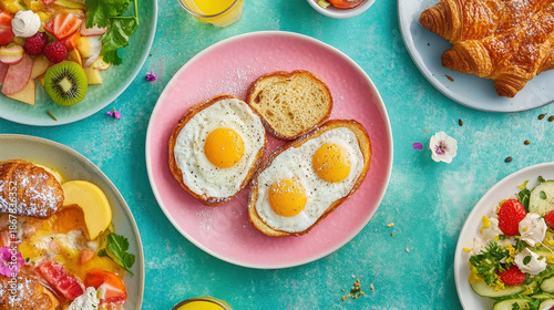Wallpaper Mural some plates that have food on them and some fruit. Torontodigital.ca