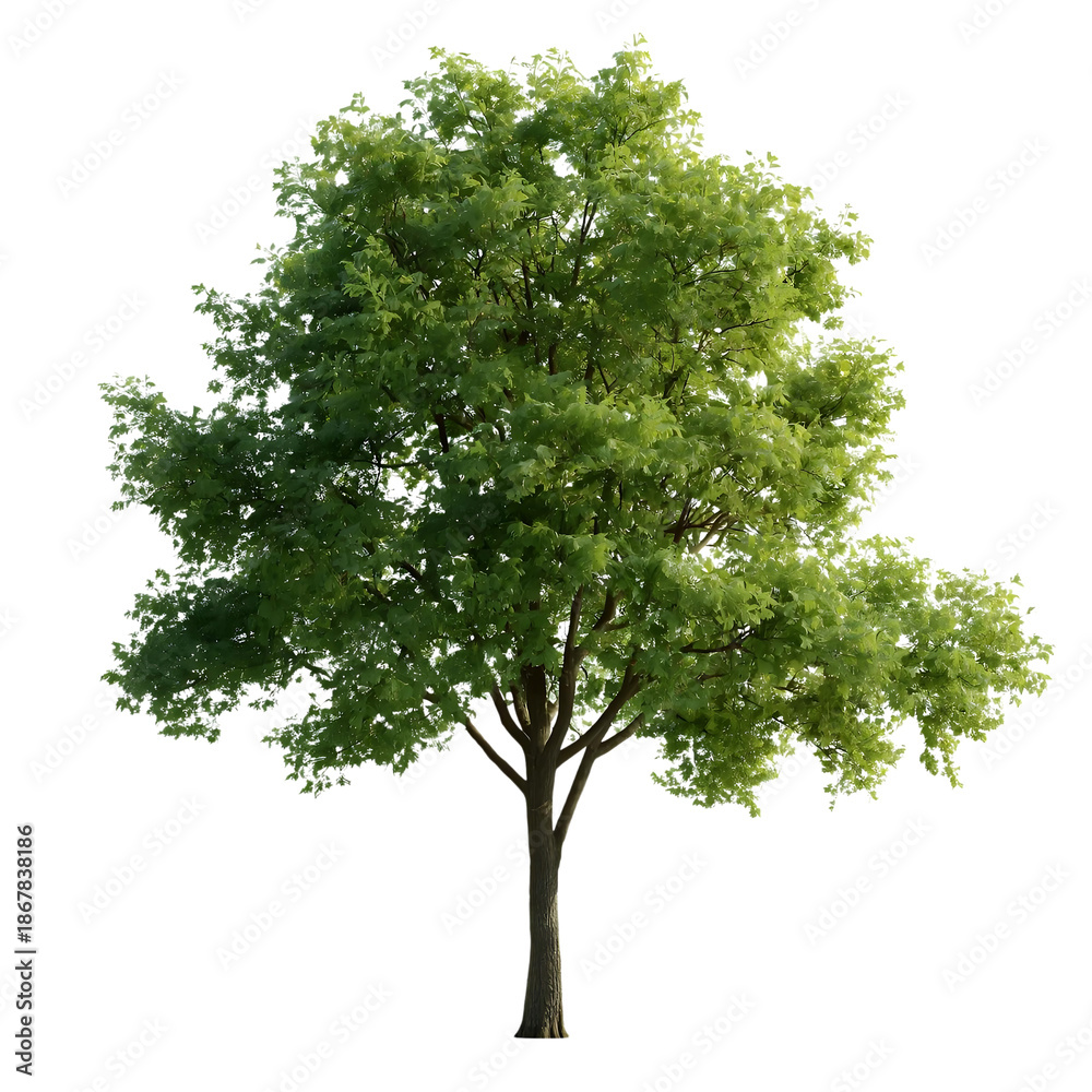 Obraz premium Isolated green tree with leaves on transparent background Generative AI