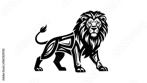 Black and White Lion Illustration Graphic.
