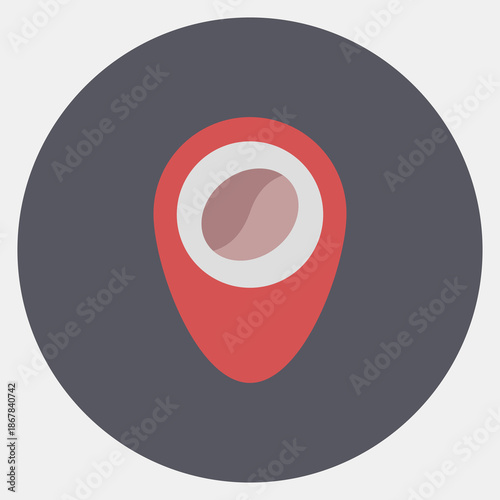 Icon coffee location. Coffee shop elements. Icon in color mate style.