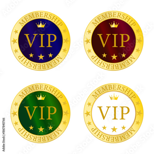 高級感のある金属質デザインで統一した、VIP会員向け円形エンブレムバッジセット