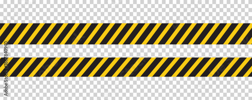 Seamless barrier tape. Construction border. Black and yellow restriction line. Do not cross boundary tape. eps 10