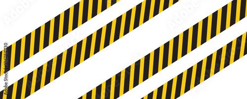 Seamless barrier tape. Construction border. Black and yellow restriction line. Do not cross boundary tape. eps 10