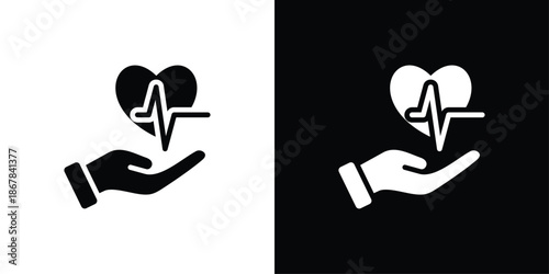 Cardiology Icon Set Black And White