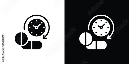 Pill Dosage Icon Set Black And White