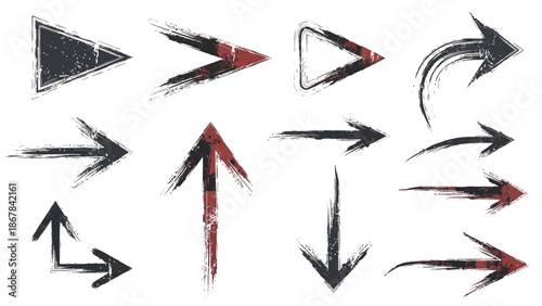 Grunge Arrows Collection A Set of Artistic Arrows for Direction and Navigation with Textured Design