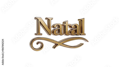 Golden 'Natal' Text with Ornate Swirl