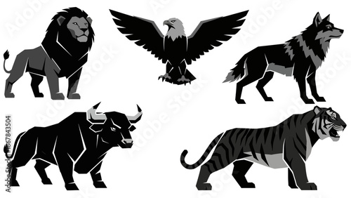 Lion Eagle Wolf Bull Tiger Animals.