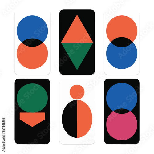 Abstract Geometric Shapes in Bold Colors on Cards