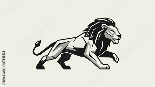 Lion Graphic Illustration Running Wild Animal.