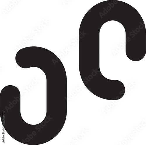 Comma punctuation marks in bold black font on white background for graphic design isolated on a transparent background