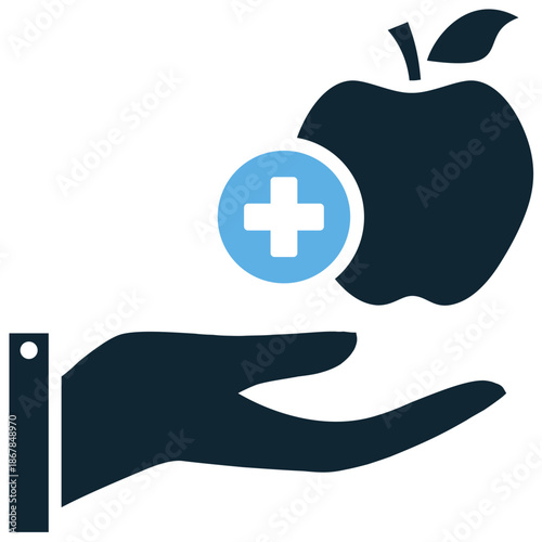 Nutrition icon vector for diet plans. Ideal for healthy food symbols, fruit and vegetable intake, vitamin tracking, and balanced meal concepts.