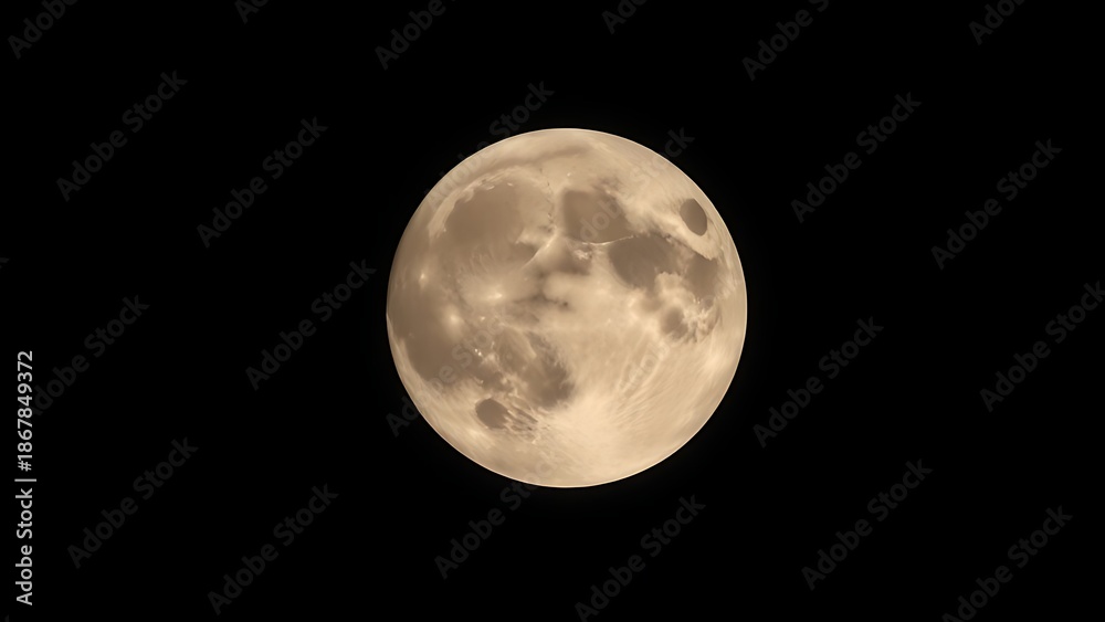 Fototapeta premium planetarium. Detailed full moon surface glowing in space, highlighting celestial wonder and cosmic beauty. STEM education sheets.