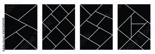 Set of collage grid manga comic book template. Blank page frame for comic book, photo collage, poster, flyer. Picture frame set. Four different types of blank template.