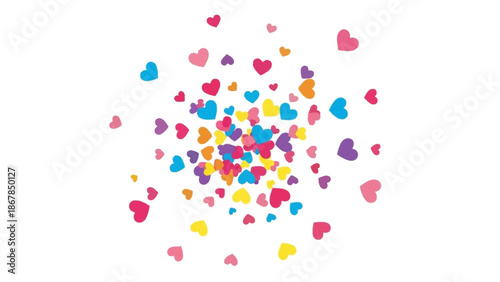 Colorful Heart Burst A Vibrant Explosion of Love and Celebration on a White Background