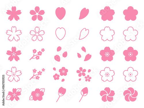桜のアイコンセット_ベクターイラスト