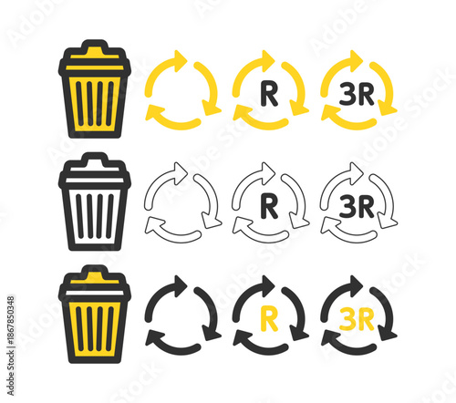 ゴミ箱。リサイクルイメージイラスト。Trash can. Recycling image illustration.