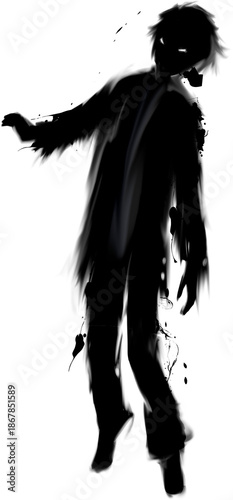 墨で描いた男ゾンビのシルエットイラスト