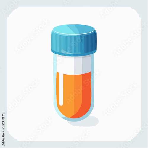 Orange liquid in a capped vial, a medical or laboratory sample container illustration