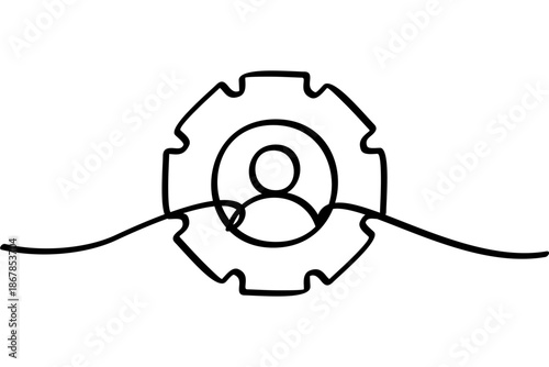 A continuous line design illustration of a profile settings icon. An interesting abstract line art design.