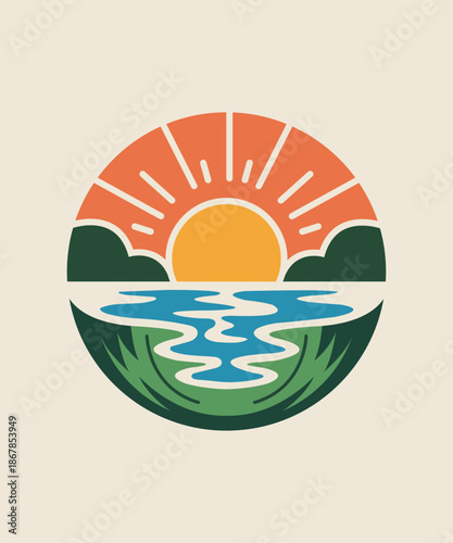 Retro Minimalist Nature Circle Logo