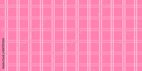 Seamless pink plaid pattern background with white lines for textile fabric design, cute wallpaper, feminine gift wrapping paper, and school girl skirt fashion template