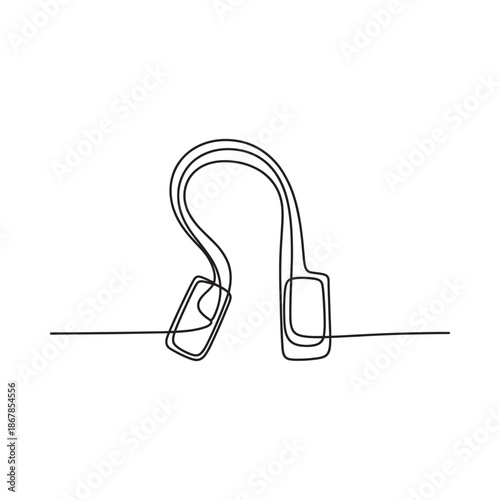 Minimalist continuous line drawing of modern wireless bone conduction headphones