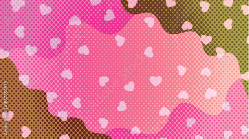 ハート　バレンタイン　網点　模様　背景