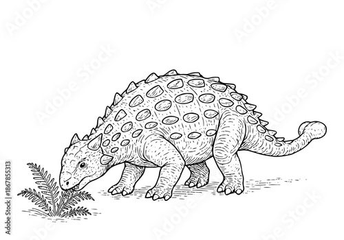 Ankylosaurus hand drawn simple sketch vector illustration