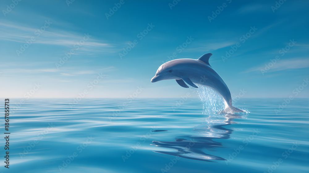 Fototapeta premium Dolphin Jumping Above the Ocean