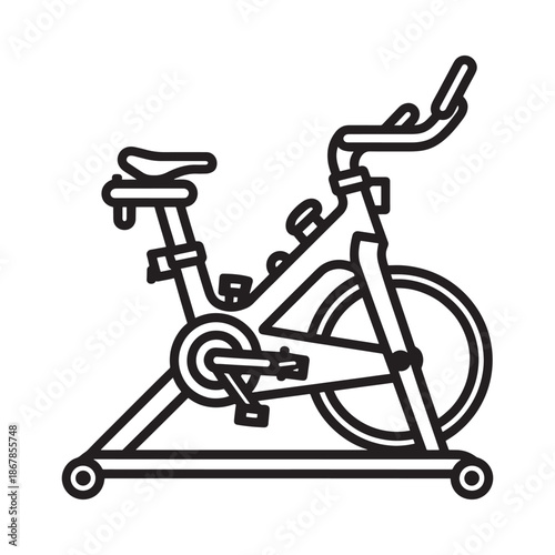 Simple line drawing of an exercise stationary bike for fitness activities