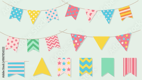 Colorful Party Bunting Flags for Celebration Decorations.