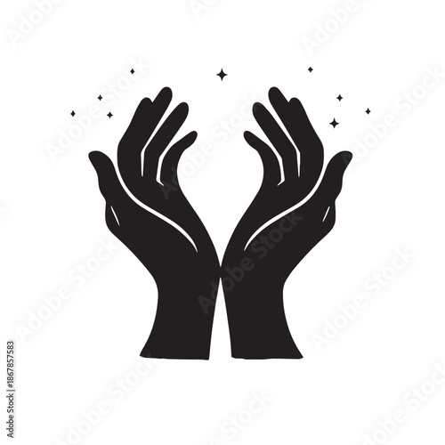 Black Hands in Dua Silhouette Vector, High Quality Illustration on White Background