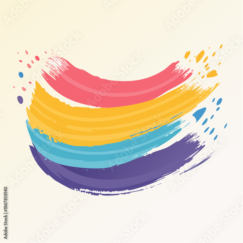 Abstract Rainbow Brush Strokes Vibrant Colors Artistic Design Elements