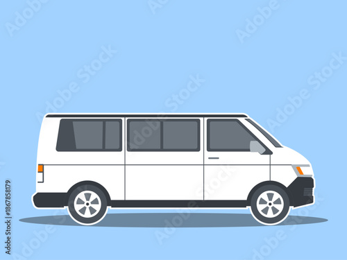 Minivan illustration. Modern transportations illustration. Flat vector concept.	