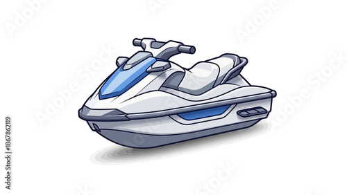 Modern White Jet Ski on a White Background, Ready for Water Sports and Recreational Activities