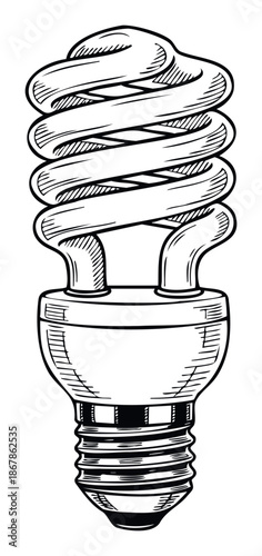 Energy efficient compact fluorescent light bulb for environmentally conscious power consumption, perfect for sustainable living themes or electricity related projects