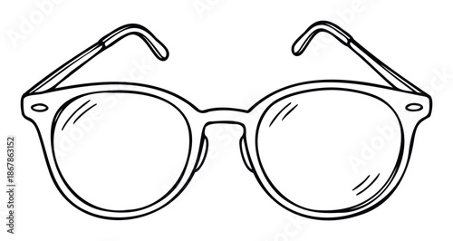 Classic outlined eyeglasses with round frames and temples, perfect for educational resources, printable coloring pages, or as a symbol of vision and intellectual pursuits