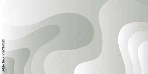 Abstract background with smooth, flowing grey and white wavy shapes creating a layered, topographic effect with subtle gradients and soft shadows.