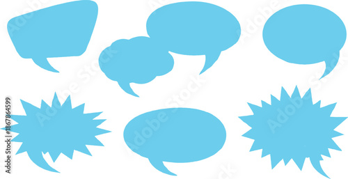 Vector set of comic speech bubbles and cartoon chat icons featuring blank cloud shapes for communication dialog and thought message design
