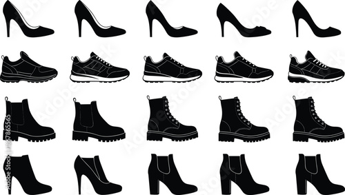 Mobile crane silhouette vector illustration lifting shipping cargo container, heavy machinery for industrial port logistics, construction equipment isolated on white background, transport