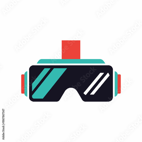 Abstract VR headset symbol vector illustration with flat futuristic virtual reality design isolated
