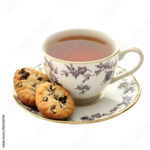 Hot Tea Beverage with Chocolate Chip Cookies – Cozy Snack.hot tea beverage, tea with chocolate chip cookies, cozy snack, tea and cookies, hot tea cup, chocolate chip cookies snack, cozy tea break, tea