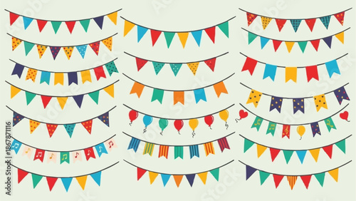 Colorful Party Bunting Flags Decoration Celebration Event.