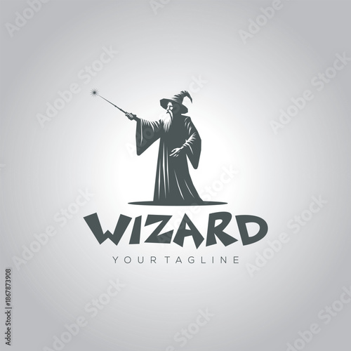 Wizard Magic Logo Fantasy Mage Silhouette Vector Illustration