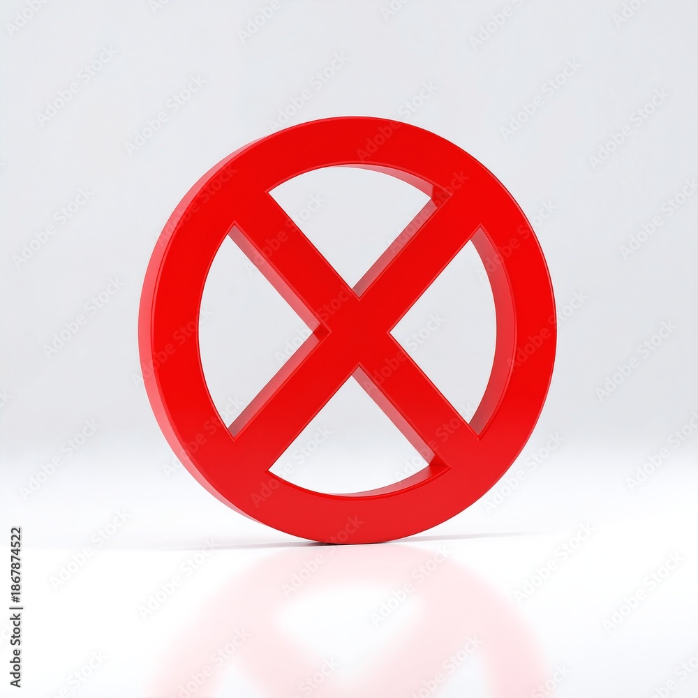 Fototapeta premium A vibrant red object featuring two bold, diagonal lines that intersect at the center, creating a striking visual contrast and dynamic appearance.