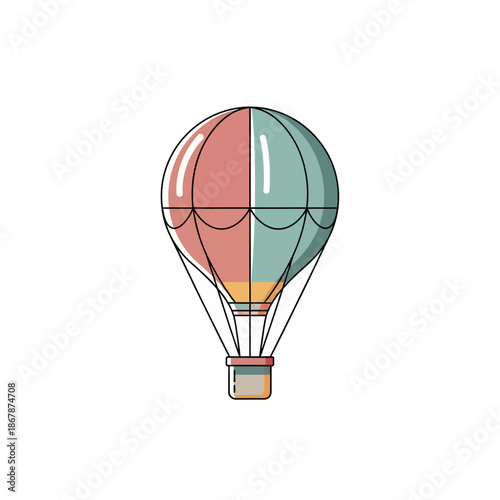 Retro Hot Air Balloon Illustration with Pastel Colors