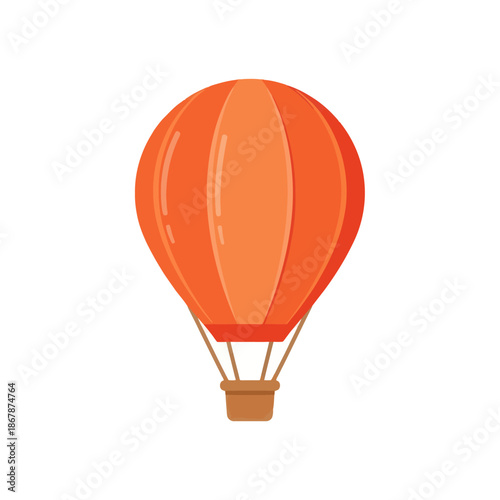 Orange Hot Air Balloon Isolated on White Background, Vector Illustration